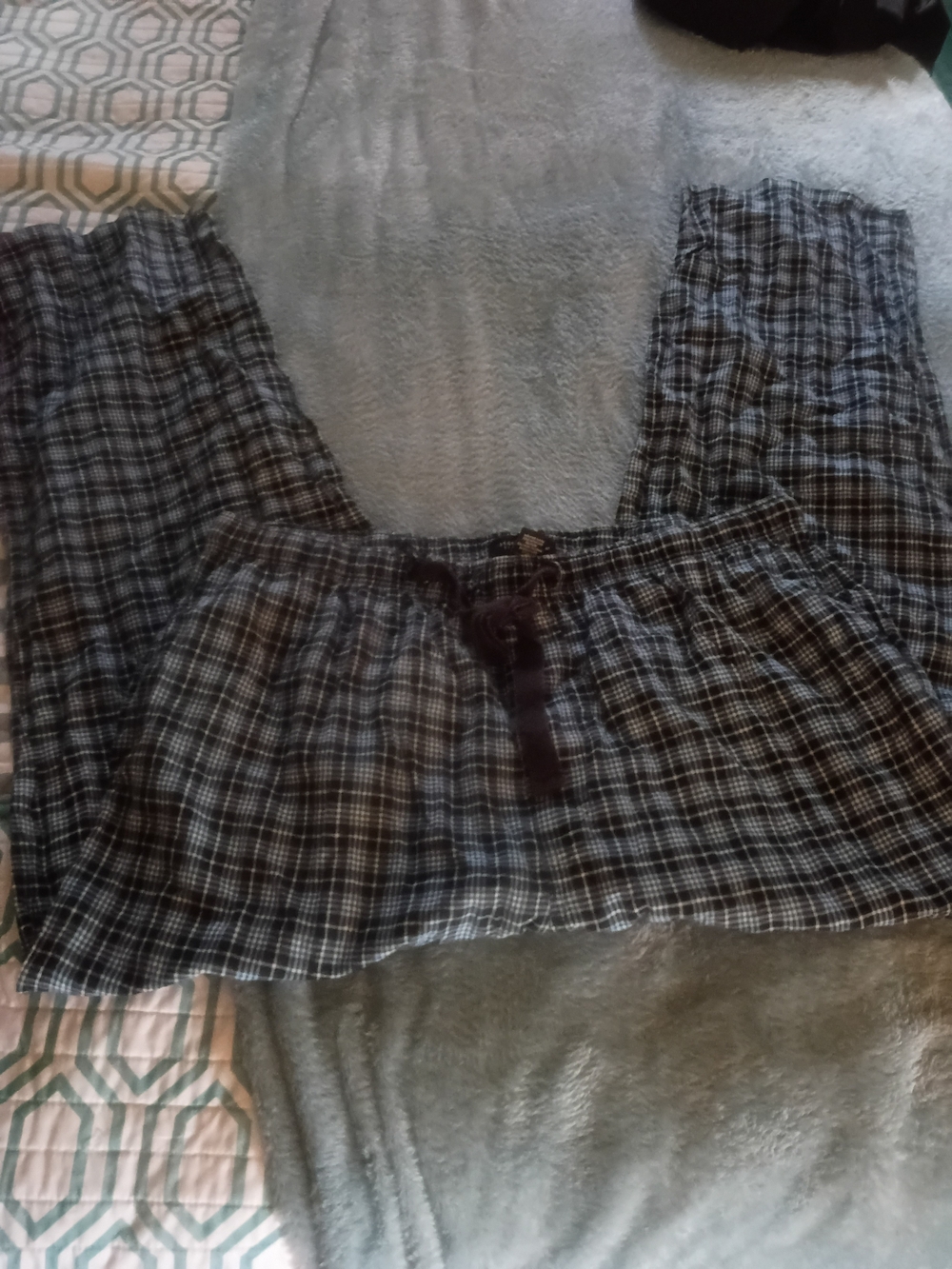 Blue & White Plaid Lounge Pants